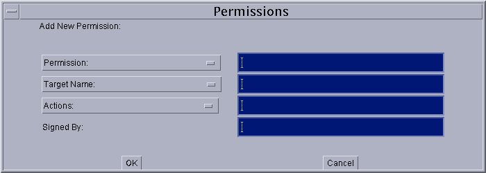 Permissions dialog to add a new permission